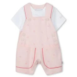 Hugo Boss Baby Sets*Baby - Girl Dungarees & T-Shirt White And Pink