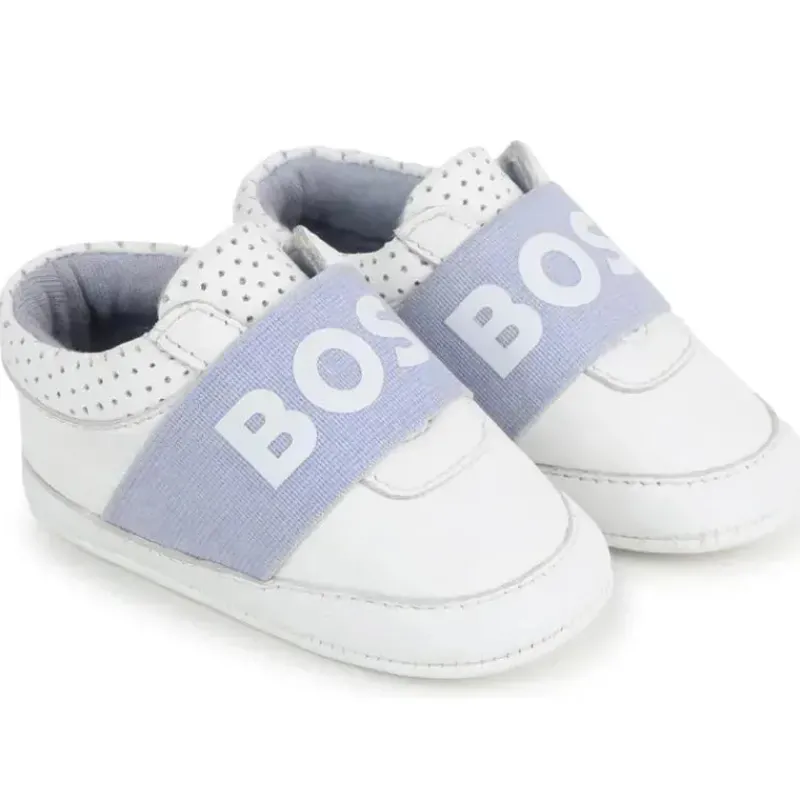 Hugo Boss Baby Shoes*Baby - Leather Slippers Boy Sneaker, White And Light Blue