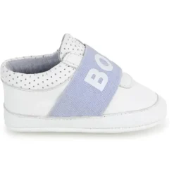 Hugo Boss Baby Shoes*Baby - Leather Slippers Boy Sneaker, White And Light Blue