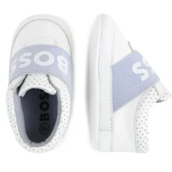 Hugo Boss Baby Shoes*Baby - Leather Slippers Boy Sneaker, White And Light Blue