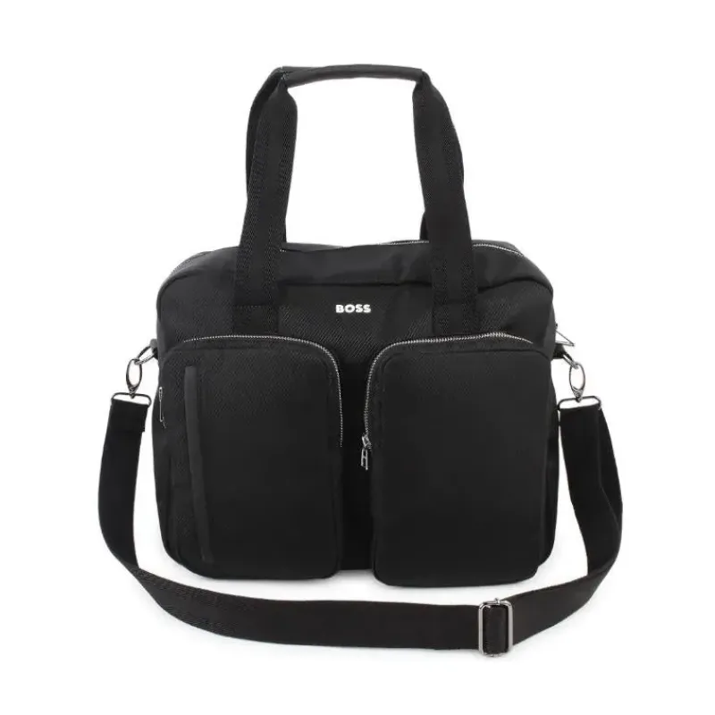 Hugo Boss Convertible Backpacks*Baby - Logo Applique Changing Diaper Bag Black