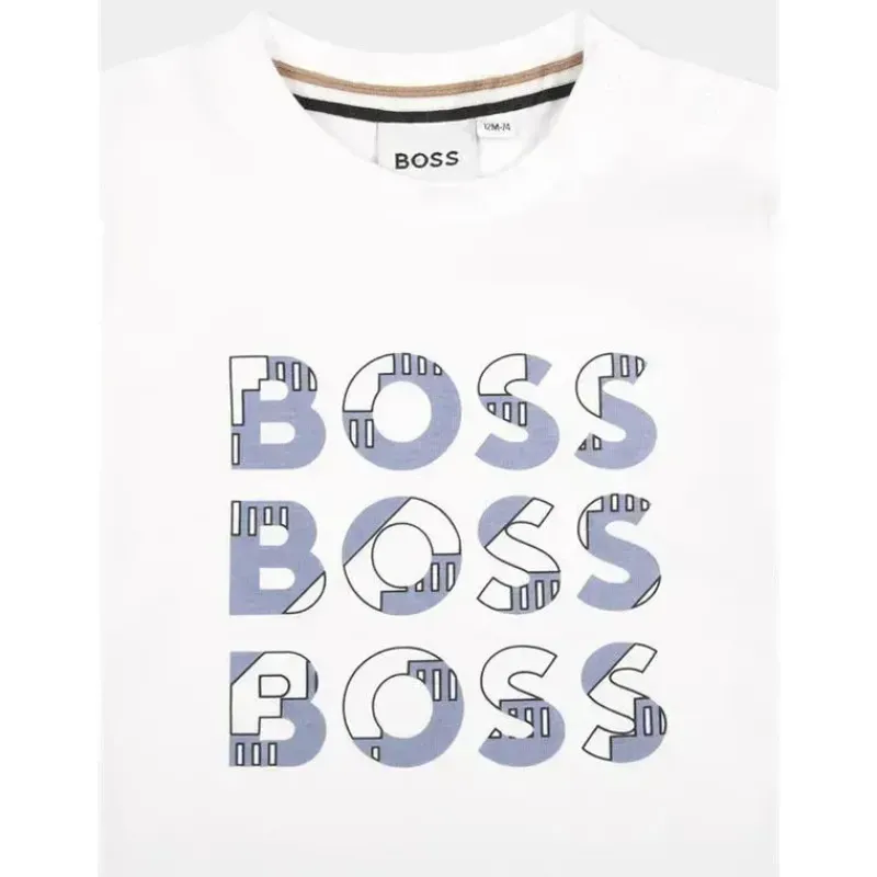 Hugo Boss Baby Tops*Baby - Long Sleeve Tee Multi Logo Printed, White