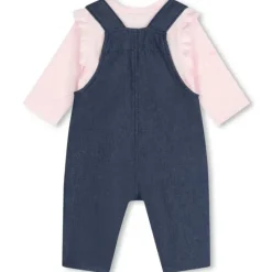 Hugo Boss Baby Sets*Baby - Long Sleeve Tee & Overalls & Blanket Set, Denim/Pink