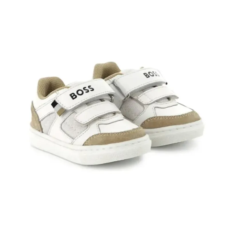 Hugo Boss Baby Shoes*Baby - Mini Me Sneaker Velcro Closure, White/Beige