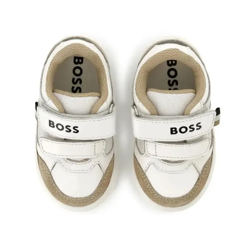 Hugo Boss Baby Shoes*Baby - Mini Me Sneaker Velcro Closure, White/Beige