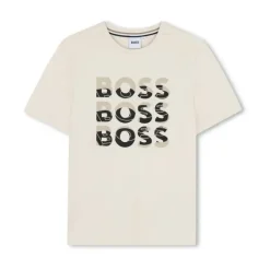 Hugo Boss Baby Tops*Baby - Multi Logo Short Sleeve Tshirt White & Beige