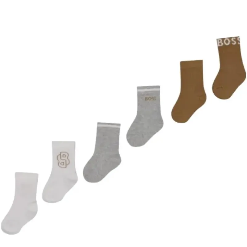 Hugo Boss Baby Gloves & Socks*Baby - 3Pk Beige & White Socks