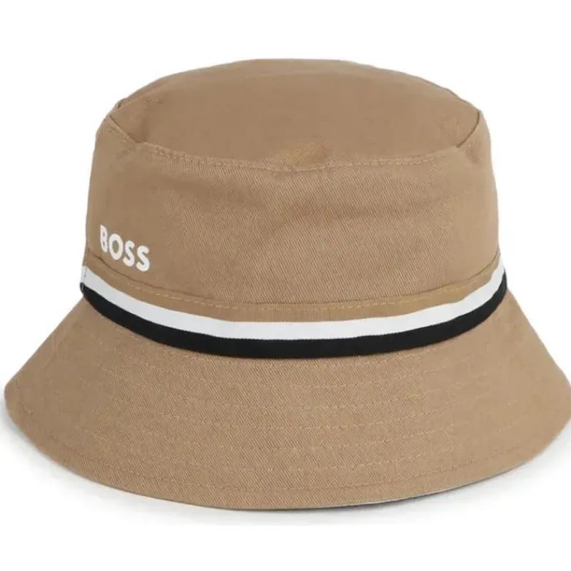 Hugo Boss Baby Hats*Baby - Reversible Bucket Hat, White/Beige