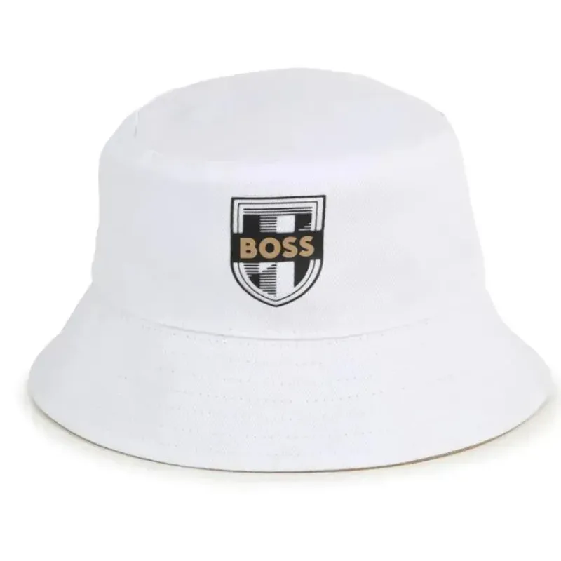 Hugo Boss Baby Hats*Baby - Reversible Bucket Hat, White/Beige