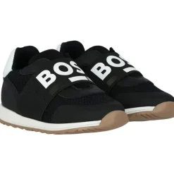 Hugo Boss Baby Shoes*Baby - Sneakers In Leather & Mesh Logo Elastic