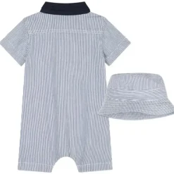 Hugo Boss Baby Sets*Baby - Striped Cotton Ensemble Set All In One & Hat, Blue