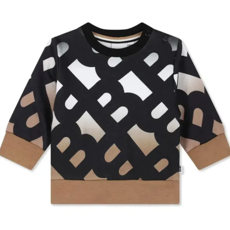 Hugo Boss Baby Coats, Sweaters & Jackets*Baby - Sweatshirt Allover B Monogram, Black/Beige