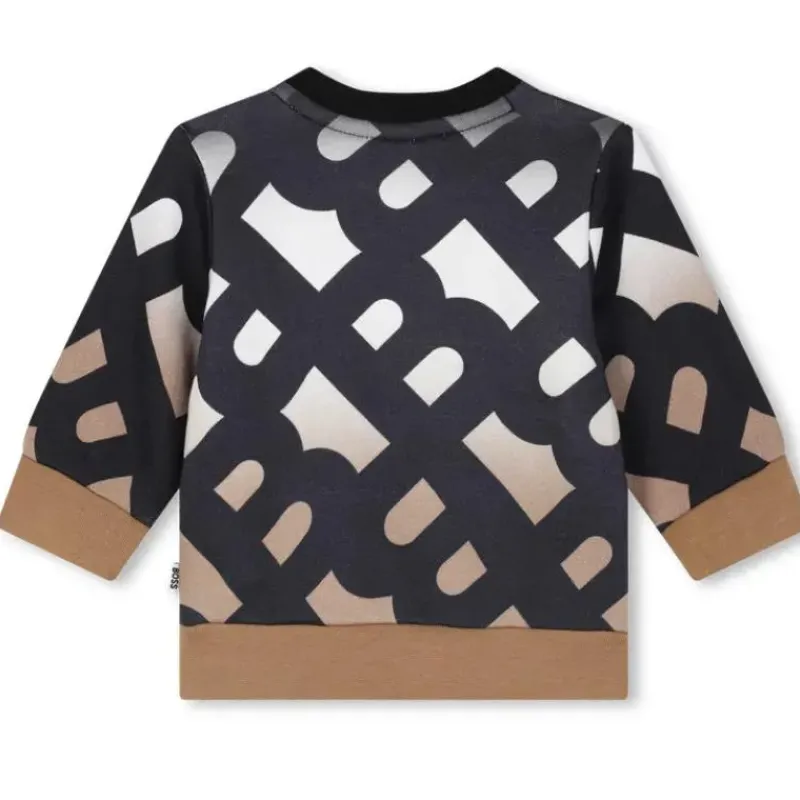 Hugo Boss Baby Coats, Sweaters & Jackets*Baby - Sweatshirt Allover B Monogram, Black/Beige