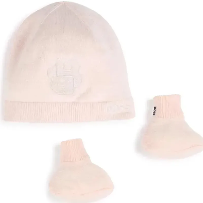 Hugo Boss Baby Hats*Boss - Knit Hat & Booties Set, Pink