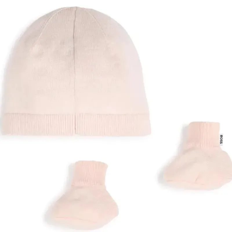 Hugo Boss Baby Hats*Boss - Knit Hat & Booties Set, Pink