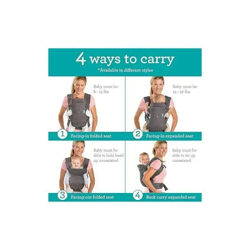 Infantino Front, Hip And Backpack Carriers*- Flip 4-In-1 Convertible Carrier & Crossbody Diaper Bag Set