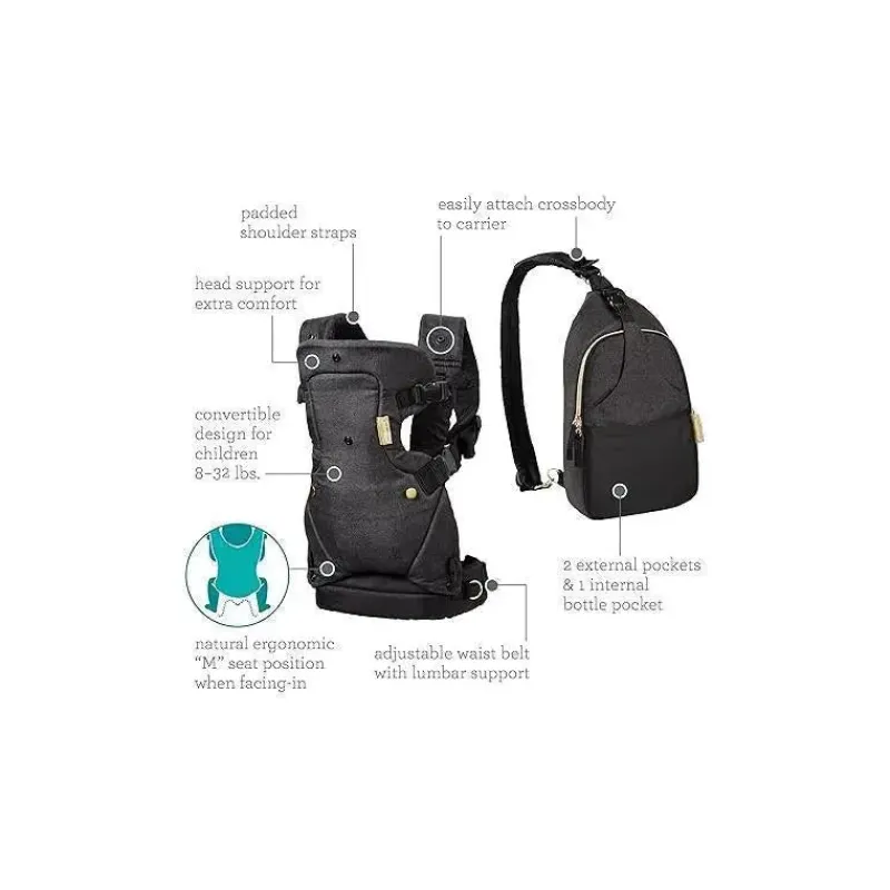 Infantino Front, Hip And Backpack Carriers*- Flip 4-In-1 Convertible Carrier & Crossbody Diaper Bag Set