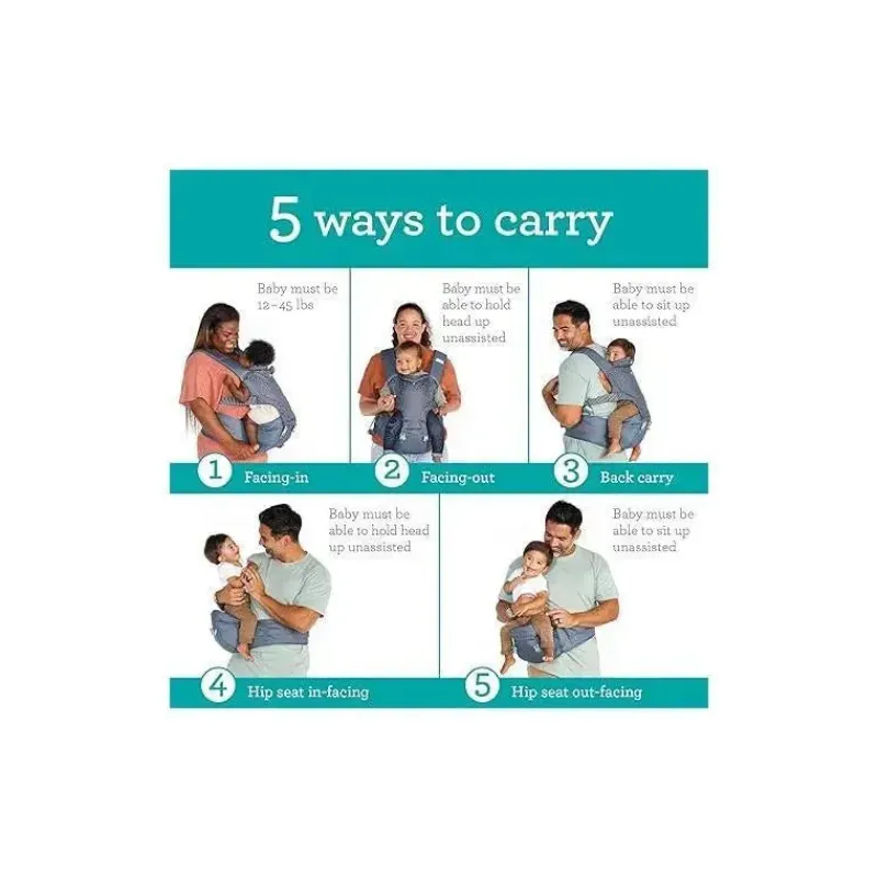 Infantino Front, Hip And Backpack Carriers*- Hip Rider Plus 5-In-1 Hip Seat Carrier