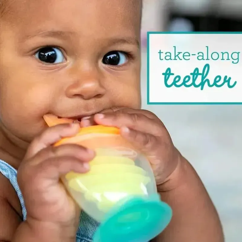 Infantino Rattles & Teethers|Toys For 0-12 Months*- 3-in-1 Teether, Taste & Take-Along Teethers, Combo Strawberry & Orange