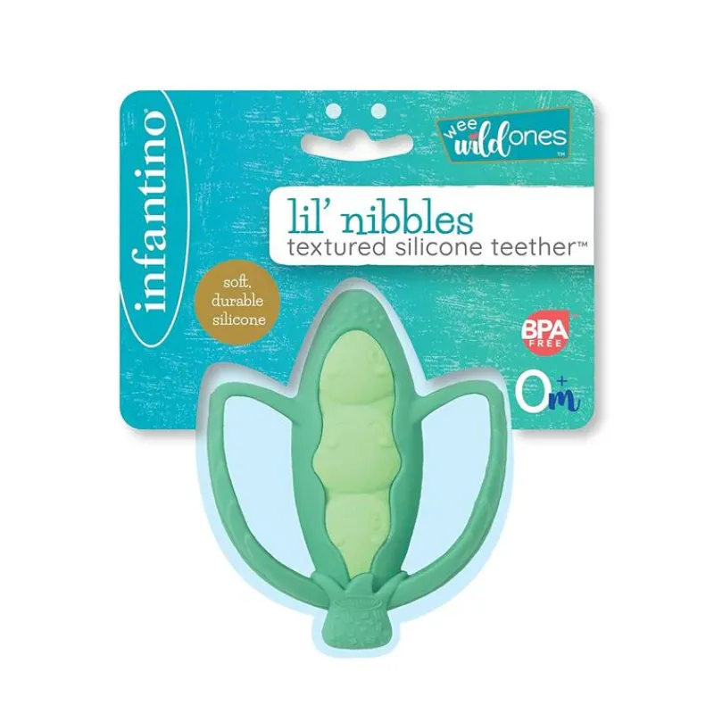 Infantino Rattles & Teethers*- Lil' Nibbles Textured Silicone Teether, Peas