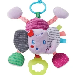 Infantino Rattles & Teethers|Toys For 0-12 Months*- Pull & Shake Jittery Pal - Elephant Purple - Baby toy