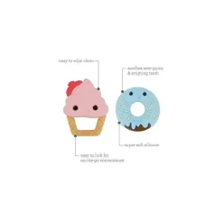 Infantino Rattles & Teethers|Toys For 0-12 Months*- Wee Wild Ones - Sweet Tooth Silicone Teethers, Ice Cream/Donut