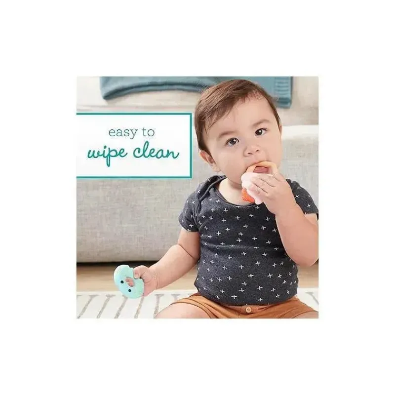 Infantino Rattles & Teethers|Toys For 0-12 Months*- Wee Wild Ones - Sweet Tooth Silicone Teethers, Ice Cream/Donut