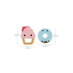 Infantino Rattles & Teethers|Toys For 0-12 Months*- Wee Wild Ones - Sweet Tooth Silicone Teethers, Ice Cream/Donut
