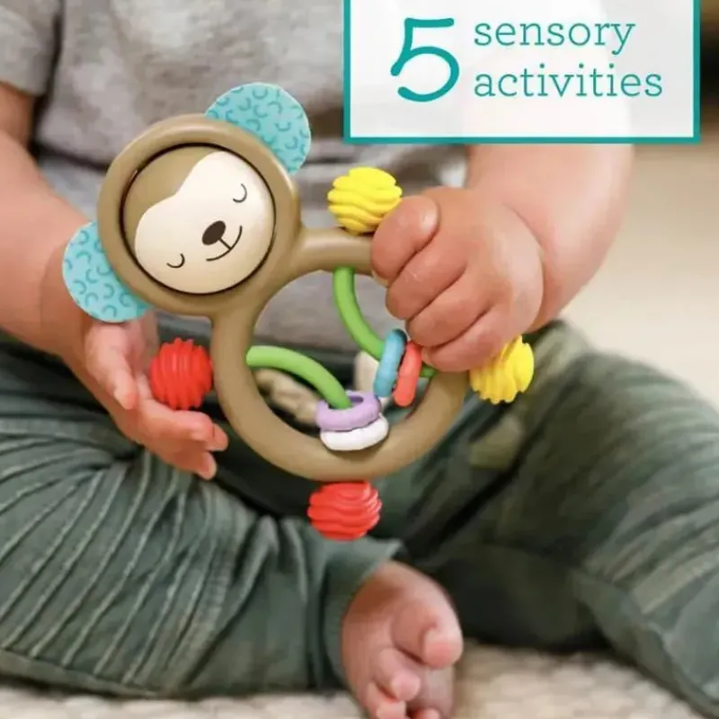 Infantino Rattles & Teethers*- Wee Wild Ones - Busy Lil' Sensory Rattle, Monkey