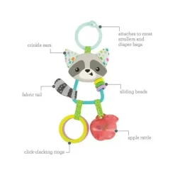 Infantino Rattles & Teethers*- Wee Wild Ones Jingle Charms Rattle, Raccoon