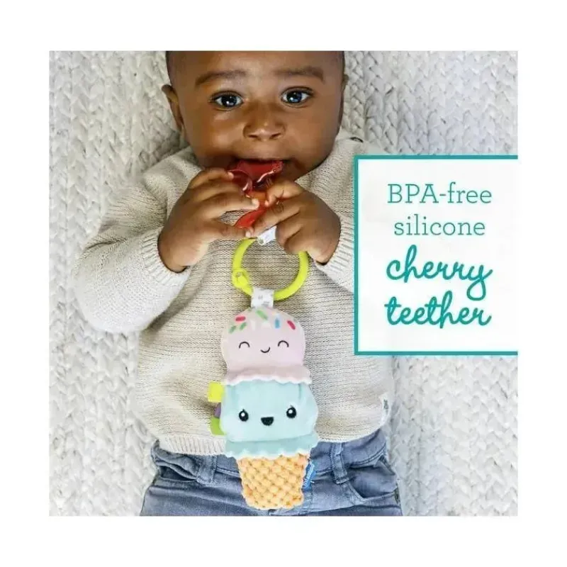 Infantino Car Seat Storage & Accessories|Toys For 0-12 Months*- Wee Wild Ones - Plushy Pal & Teether, Ice Cream