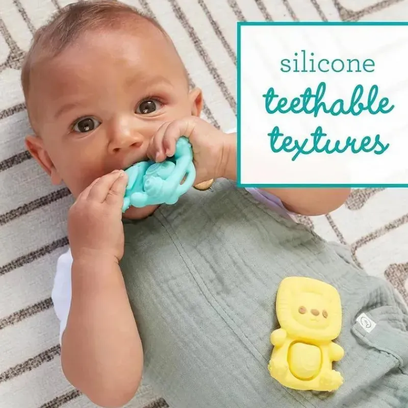 Infantino Rattles & Teethers*- Wee Wild Ones - Teethimal Pop Pals, Elephant/Lion