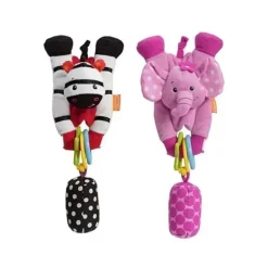 Infantino Stroller & Car Seat Toys*- Wrap Around Chiming Pal (Elephant/Zebra) Assorted Item - 1 count