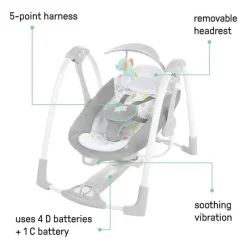 Ingenuity Bouncers, Swings & Rockers*- ConvertMe 2-in-1 Compact Portable Automatic Baby Swing & Infant Seat, Wimberly