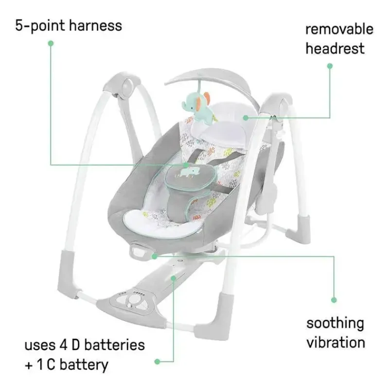 Ingenuity Bouncers, Swings & Rockers*- ConvertMe 2-in-1 Compact Portable Automatic Baby Swing & Infant Seat, Wimberly
