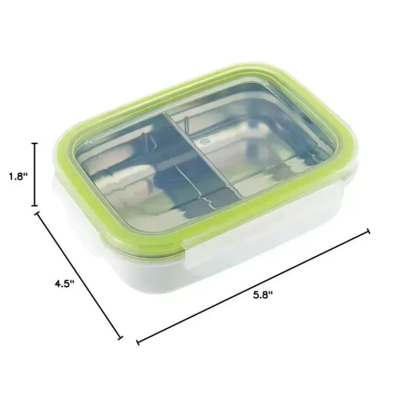 Innobaby Lunch Box|Dishes, Utensils & Food Containers*- Keepin' Fresh Stainless Steel Divided Bento Snack Box, 11 oz, Green