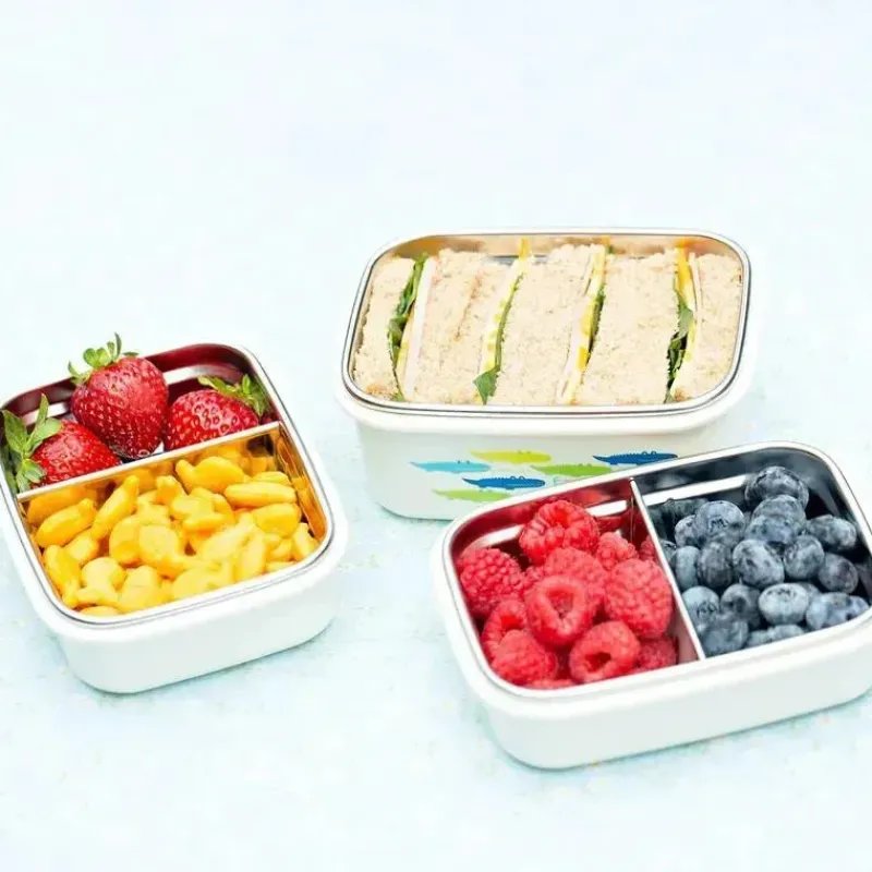 Innobaby Lunch Box|Dishes, Utensils & Food Containers*- Keepin' Fresh Stainless Steel Divided Bento Snack Box, 11 oz, Green