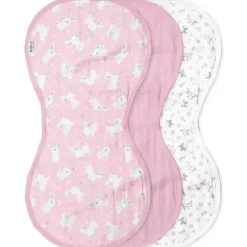 Iplay Organic|Burp Cloths*- 3 Pk Muslin Burp Cloths Made From Organic Cotton, Pink Bunny