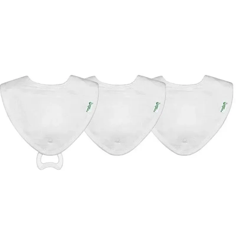 Iplay Organic|Bibs*- 3 Pk Muslin Stay-Dry Teether Bibs, White 0/12 Months