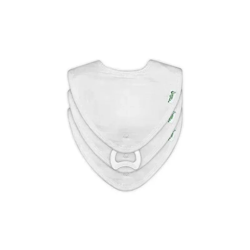 Iplay Organic|Bibs*- 3 Pk Muslin Stay-Dry Teether Bibs, White 0/12 Months