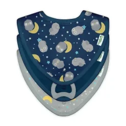 Iplay Organic|Bibs*- 3 Pk Muslin Stay-Dry Teether Bibs, Blue Owl 0/12 Months