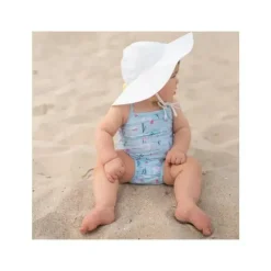 Iplay Baby Swimming Clothes*- Baby Girl Classic Swimsuit with Built-in Reusable Absorbent Swim Diaper, Light Aqua Swan