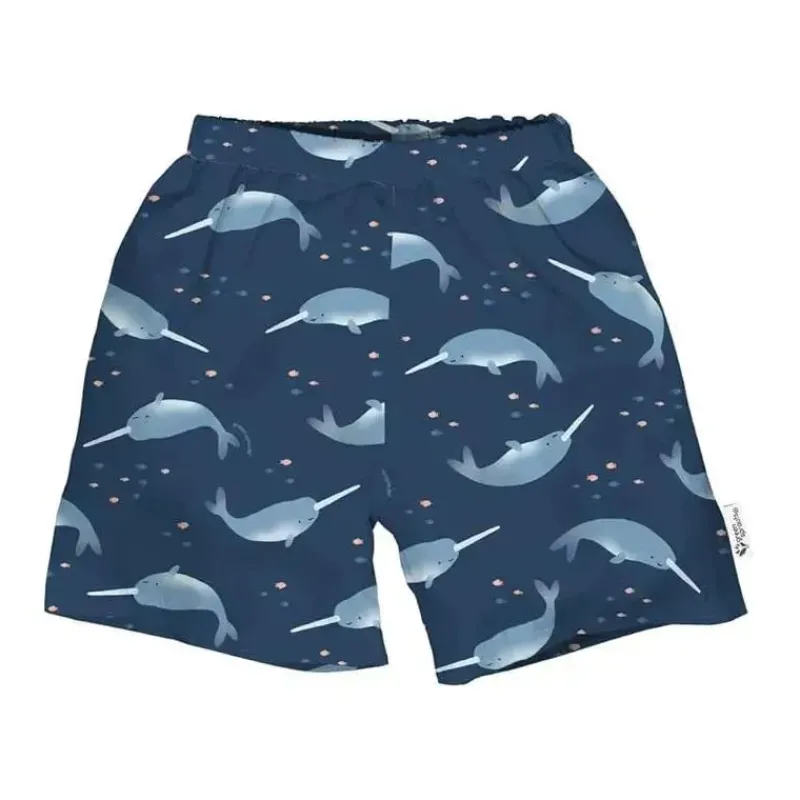 Iplay Baby Swimming Clothes*- Eco Swim Trunks With Built-In Swim Diaper, Navy Narwhal