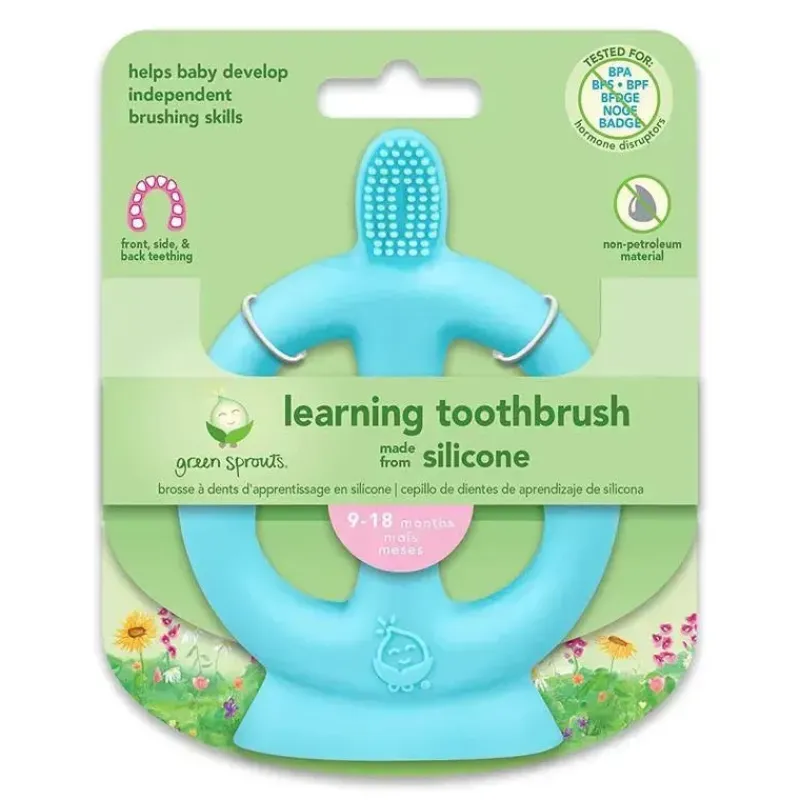 Iplay Oral & Nasal Care*- Learning Toothbrush Made From Silicone, Aqua, 9/18M