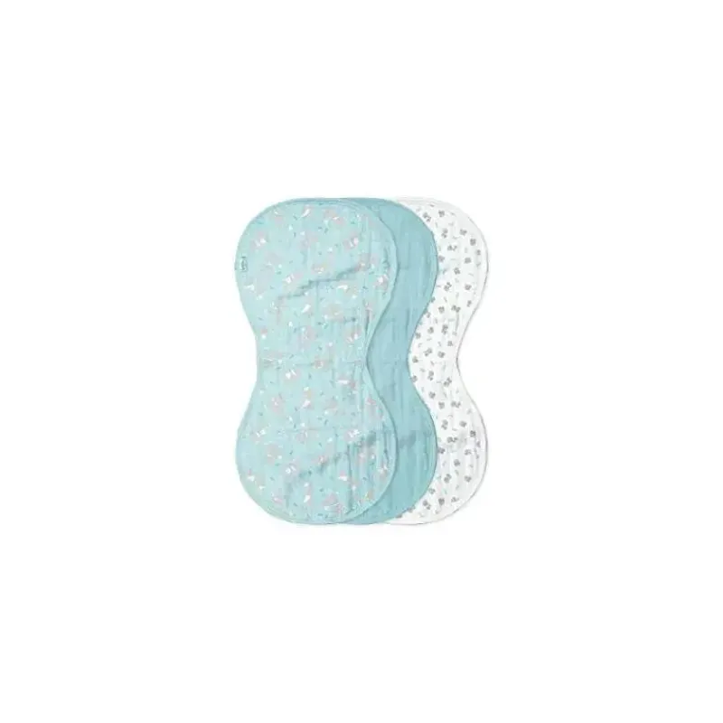 Iplay Organic|Burp Cloths*- 3Pk Muslin Burp Cloths Made From Organic Cotton, Aqua Fox