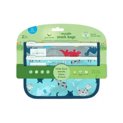 Iplay Lunch Boxes & Bags|Lunch Box*- 2Pk Reusable Snack Bags, Aqua Dogs, 6M