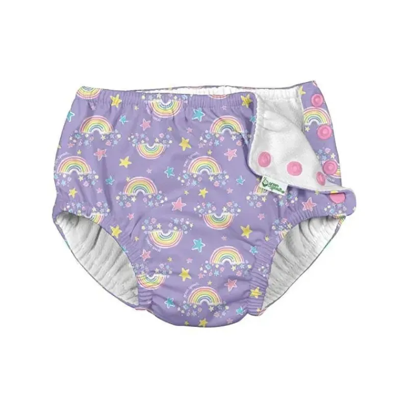 Iplay Swim Diapers*- Snap Reusable Absorbent Swim Diaper, Violet Rainbows