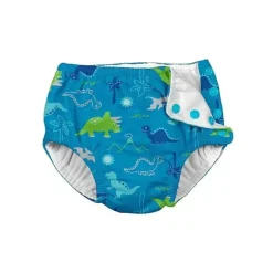 Iplay Swim Diapers*- Snap Reusable Absorbent Swimsuit Diaper, Light Aqua Dinosaurs