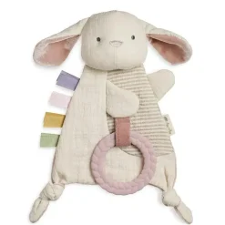 Itzy Ritzy Toys For 0-12 Months|Gift For Baby*- Bitzy Crinkle Sensory Crinkle Toy with Teether, Bunny
