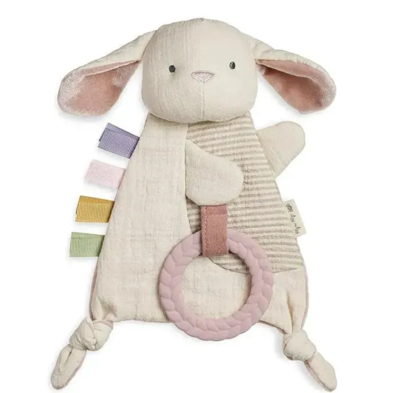 Itzy Ritzy Toys For 0-12 Months|Gift For Baby*- Bitzy Crinkle Sensory Crinkle Toy with Teether, Bunny